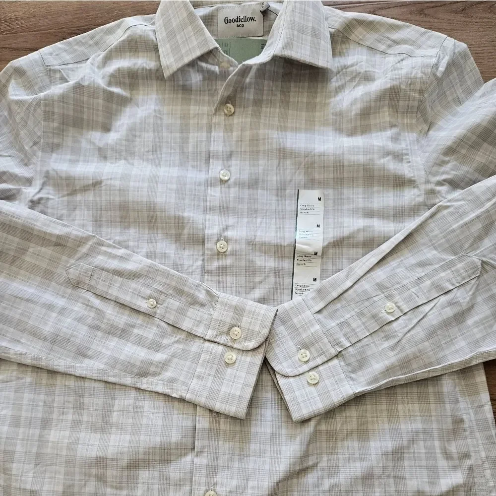 Goodfellow & Co Men's White And Gray Plaid Shirt Size M